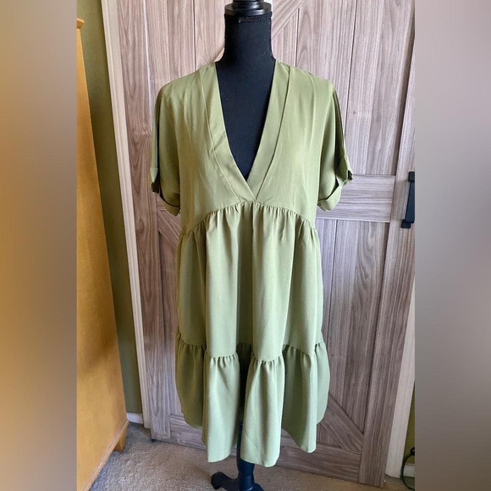 NWOT Shein Green Flared Mini Dress